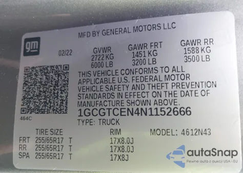 2022 Chevrolet Colorado 4Wd Short Box Lt from USA, damaged, VIN 1GCGTCEN4N1152666